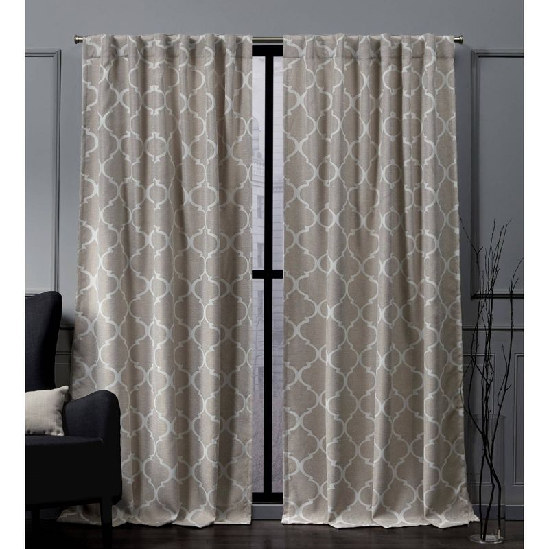 Treillage Back Tab Blackout Window Curtain Panels - Exclusive Home, 1 of 9