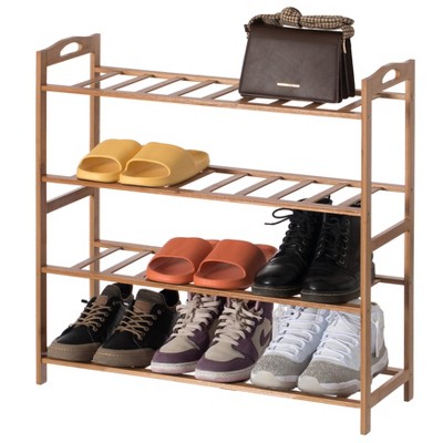 Costway 4 Tier Multifunction Bamboo Shoe Rack Boot Tower Shelf Storage  Organizer Stand : Target