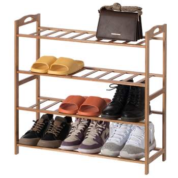 Freya 24.4 Height Shoe Rack Multifunctional 2-tier Organizer And 1 Storage  Rattan Mesh Cabinet For 6 Pairs Shoes-maison Boucle : Target
