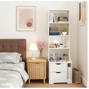 Airsurfer 4-Tier White Bookshelf Contemporary Storage Bookshelf Space Organizer for Bedroom and Living Room - 1 of 4