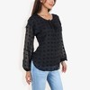 Anna-Kaci Women's Long Sleeve Polka Dot Chiffon Blouse With Tie Neck - 2 of 4