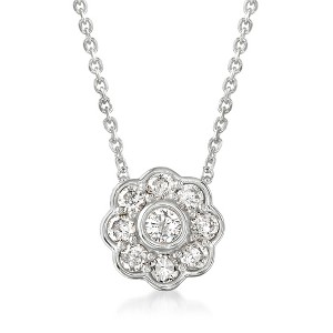 Ross-Simons 0.50 ct. t.w. Diamond Flower Necklace in Sterling Silver Size 16 - 1 of 4