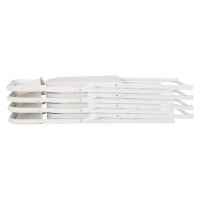 Bright White Metal Armless Stacking Reception Chair Set