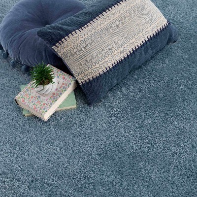 Heavenly Blue Plush Shag Rectangle Rug 7'10" x 10'