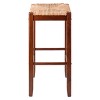 2pc Kaden Set Barstool Rush Seat Walnut - Winsome: Woven Square, Wooden Frame, Fixed Height - 2 of 4