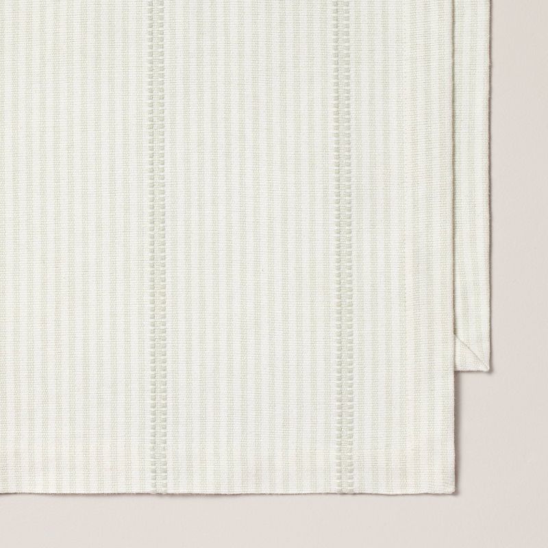 20&#34;x90&#34; Ticking Stripe Woven Table Runner Light Green/Cream - Hearth &#38; Hand&#8482; with Magnolia, 4 of 5