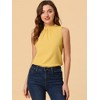 Allegra K Women's Sleeveless Frill Mock Neck Ruffle Chambray Blouse - 3 of 4