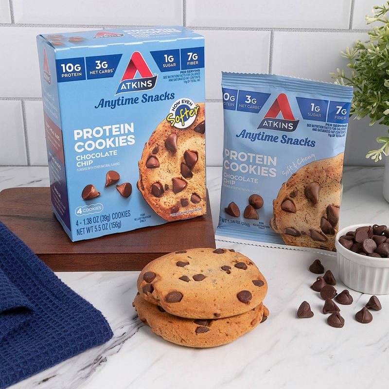Atkins Chocolate Chip Protein Cookie - 4pk/5.5oz, 3 of 10
