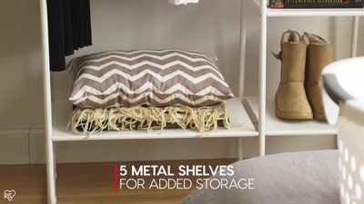 Black Metal Portable Garment Rack with Shelves