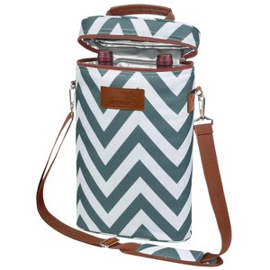Tirrinia 2 Bottle Wine Tote Carrier, Leakproof & Insulated Padded Versatile Wine Cooler Bag, Wine Gift Bag - 1 of 4