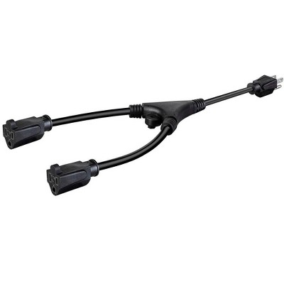 Monoprice Splitter Power Cord - 1.5 Feet - Black, NEMA 5-15P to 2x NEMA 5-15R, 16AWG, 13A, SJT, 120V