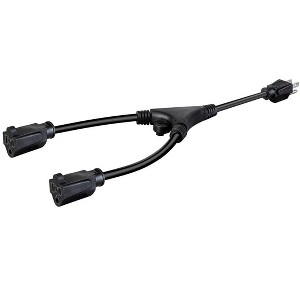 Monoprice Splitter Power Cord - 1.5 Feet - Black, NEMA 5-15P to 2x NEMA 5-15R, 16AWG, 13A, SJT, 120V - 1 of 4