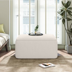Modern Corduroy Upholstered Ottoman Square Ottoman Bench for Living Room Bedroom-The Pop Home - 1 of 4