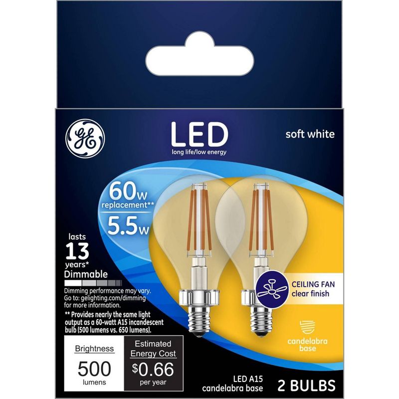 GE 2pk 60W LED Light Bulb White, 1 of 4