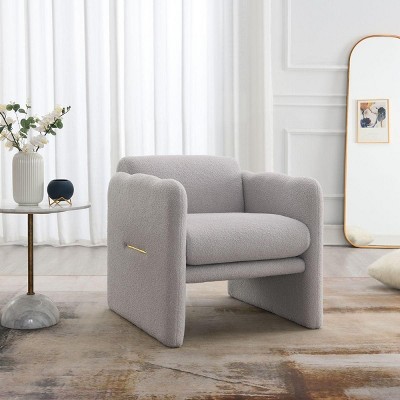Comfortable Arms Chair,Living Room Chair With Waved Arms,Accent Lounge Chairs For Living Room,Teddy Fabric Reading Chair For Bedroom-Cuddlewood