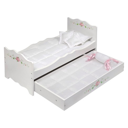 Badger Basket White Rose Doll Bed With, Badger Basket Trundle Doll Bunk Bed With Ladder