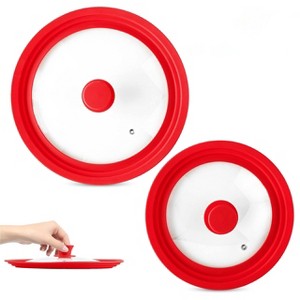 Modern Innovations Universal Pot Cover Lids for 7 to 12-Inch Cookware (Set of 2) - Red - 1 of 4