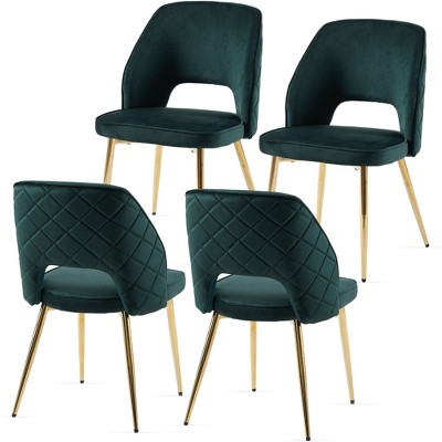 NicBex Dining Chair Set of 4 Modern Velvet Fabric Kitchen Chairs with Curved Backrest for Dining Room