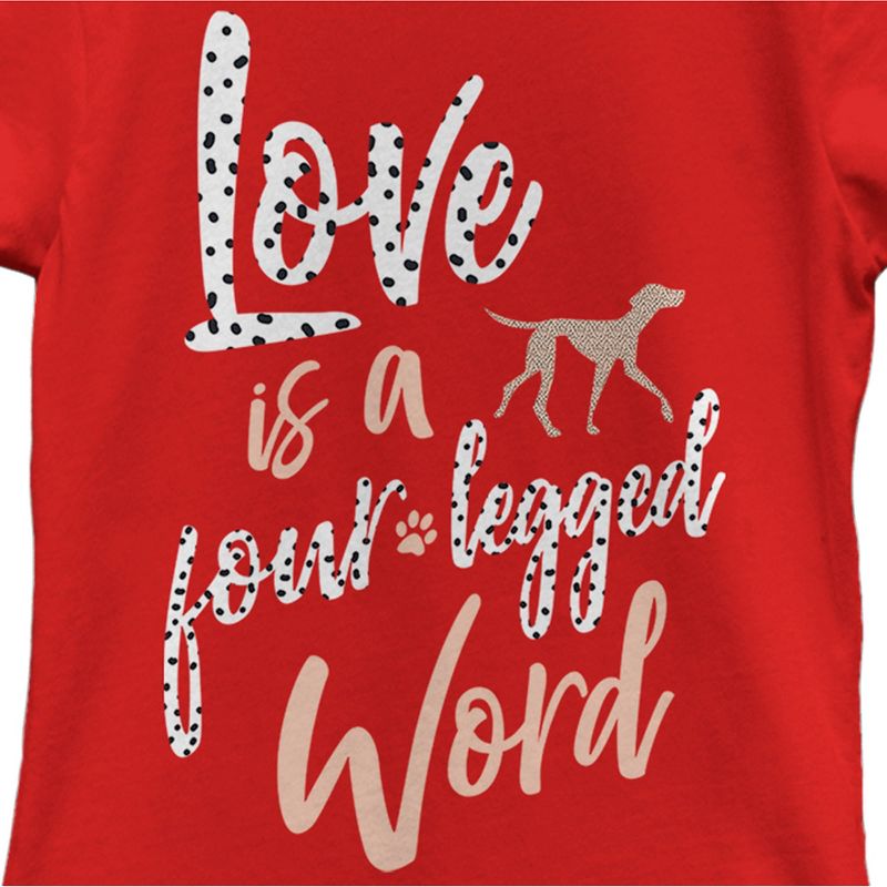 Girl's One Hundred and One Dalmatians Love is a Four-Legged Word T-Shirt, 2 of 6
