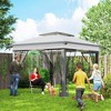 Outsunny 12' x 12' Pop Up Canopy with Center Lift Hook Design, Mesh Sidewall Netting, 3-Level Adjustable Height and Storage Bag, Gray - 3 of 4