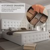 Full Size Upholstered Bed Frame with Storage Drawers and Headboard – Button Tufted Design, Sturdy Wooden Slats, No Box Spring Required, Easy Assembly - 3 of 4