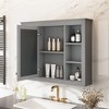 Bathroom Mirror Cabinet, Modern Bathroom Wall Cabinet Storage Organizer With Mirrors Door, 6 Open Shelves, Above Toilet Storage Cabinet - 2 of 4