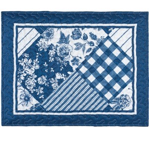 Collections Etc Lucy Oversized Diamond Patchwork Blue and White Pillow Sham Gender Neutral Blue - 1 of 2