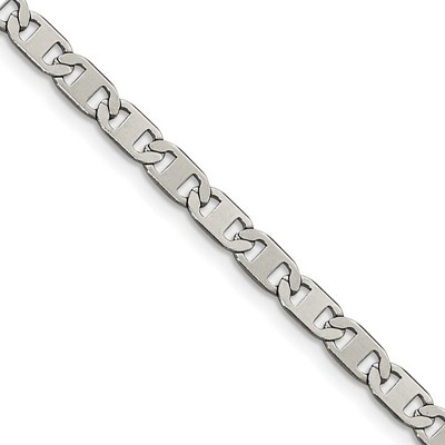 Black Bow Jewelry 5mm Stainless Steel Flat Anchor Chain Necklace