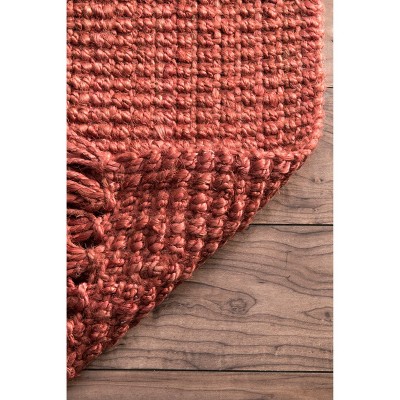 Handcrafted Terracotta Braided Jute 52"x24" Rectangular Rug