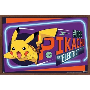 Trends International Pokémon - Neon Pikachu Framed Wall Poster Prints - 1 of 4