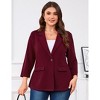Coolmee Women's Plus Size Blazer 3/4 Sleeve Notch Panel Work Business Casual Outfits Dressy Suit Pockets Jacket Peplum Blazers - 2 of 4