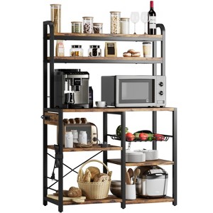 Baker Rack, Microwave Stand with 6-Tier Storage Rack,  Kitchen Buffet Table with Large Storage,Industrial Microwave Stand - 1 of 4