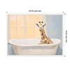 Kate & Laurel All Things Decor 18"x24" Sylvie Boho Cottage Farmhouse Giraffe Bath Framed Canvas by The Creative Bunch Studio White - 3 of 4