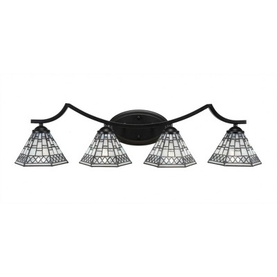 Toltec Lighting Zilo 4 - Light Vanity in  Matte Black with 7" Pewter Art Glass Shade