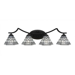 Toltec Lighting Zilo 4 - Light Vanity in  Matte Black with 7" Pewter Art Glass Shade - 1 of 1