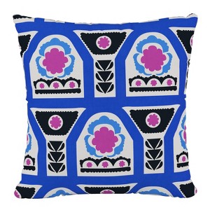 18"x18" Skyline Furniture Square Outdoor Throw Pillow Suzani Stripe Cobalt - 1 of 4