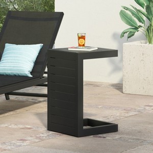 Sapphtopaz Outdoor End Table Modern Aluminum C-shaped Outdoor End Table Outdoor Side Table, Patio Table Small Table for Backyard, Balcony, Porch - 1 of 4