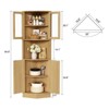64.9" Tall Corner Storage Cabinet with Glass Door and 5 Storage Shelves - 2 of 4