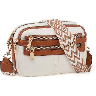 Crossbody Bags for Women, 6-Pockets Purses for Women, Vegan Leather Handbags Shoulder Bag for Travel Shopping