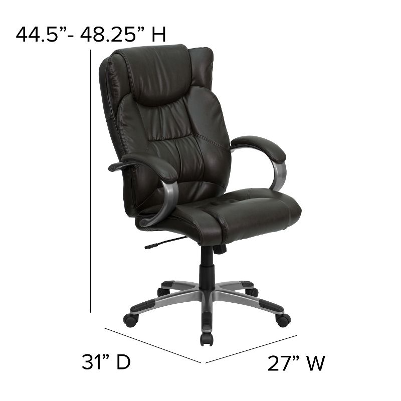 Emma and Oliver High Back Espresso LeatherSoft Ripple Swivel Office Chair - Titanium Nylon Base, 4 of 11