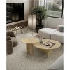 Lyngins Genuine Marble Round End Table, Natural Marble Small Coffee Table, Stone Side Table for Living Room, Nightstand with Semi-Polished Surface - 4 of 4