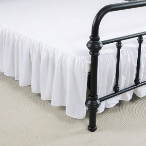 Queen Size Ruffled Bed Skirt, 14 Drop, Split Corners, White Dust Ruffle with Platform 60 X 80 Inches - 1 of 4