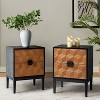 Murah Modern 25"Tall 2-Drawer Nightstand with Charging Station and Adjustable Legs Set of 2| HULALA HOME-BLACK - 2 of 4