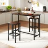 Tangkula Bar Table and Chairs Set, 47.5" Rectangular Pub Table with 2 Stools Counter Height Table Set - 3 of 4
