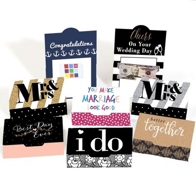 Big Dot of Happiness Assorted Wedding Cards - Wedding Money and Gift Card Holders - Set of 8