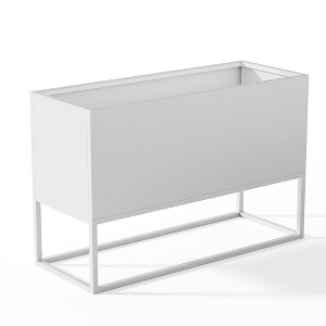 Lirago White Metal Planter Box privacy screen Garden Bed with Trellis and Wheels 15.75"Dx47.24"Lx47.24"H - 1 of 4
