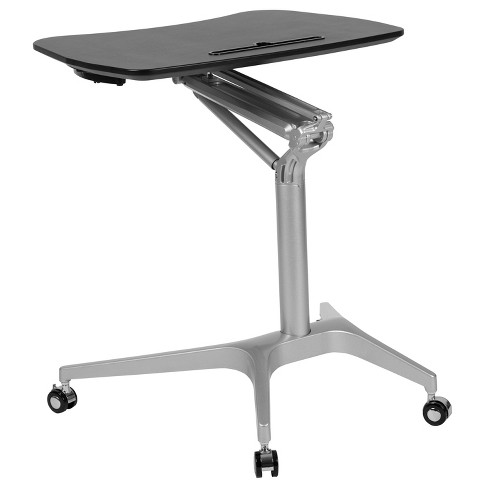 Flash Furniture Mobile Sit Down Stand Up Black Computer Ergonomic Desk with 28.25 W Top Adjustable Range 29 41