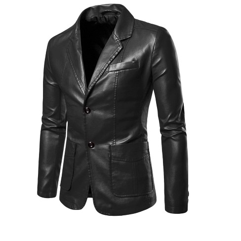Lars Amadeus Men s Halloween Faux Leather Slim Fit Notched Lapel Sports Coat Target