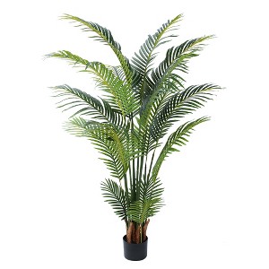 Tree City 5 Ft Tall Faux Palm Tree - Realistic Artificial Tropical Plant for Living Room, Office, Patio & Porch - 1 of 3