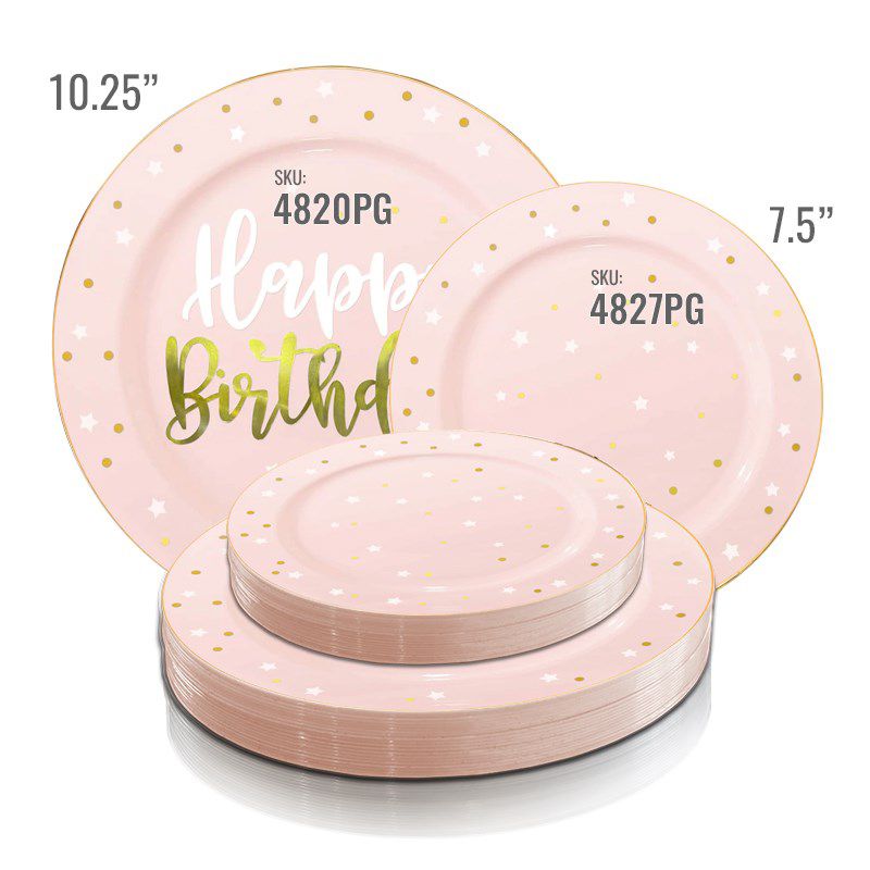 Smarty Had A Party 10.25" Pink with White and Gold Birthday Round Disposable Plastic Dinner Plates (120 Plates), 5 of 7